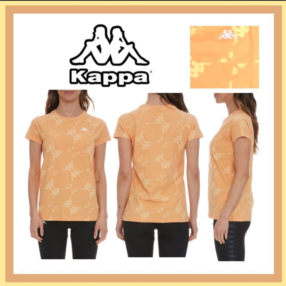 NWT Authentic Kappa Kapan Tee in Peach With Omini Print Size S